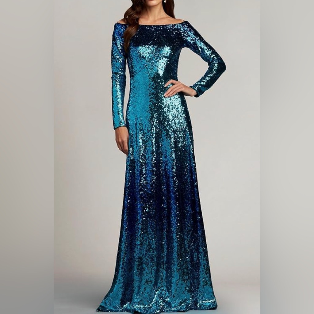 Tadashi Shoji Ombr Sequin Gown Nwt